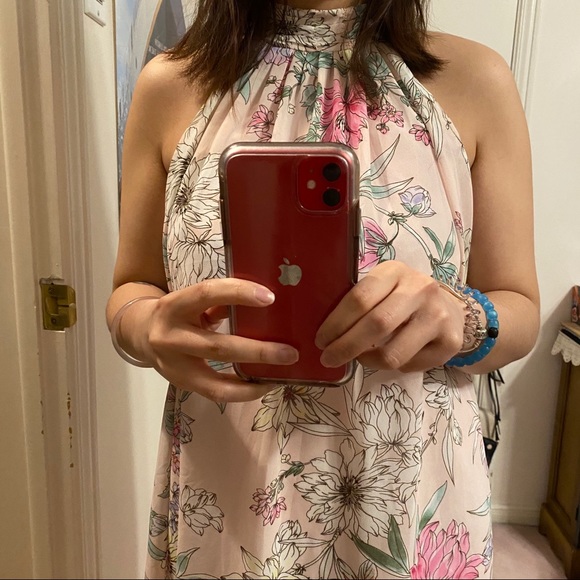 Pink Chiffon Floral Dress - Picture 3 of 4